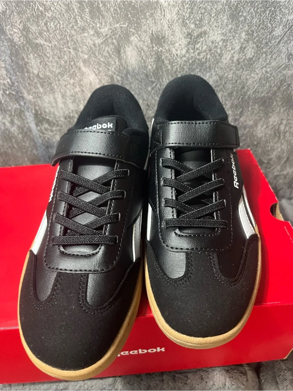 Reebok Kids Black White and Gum Low-Top Sneaker